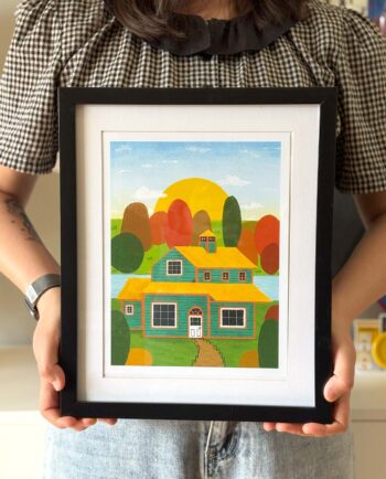 ilustracion encanto del campo enmarcada chimchim