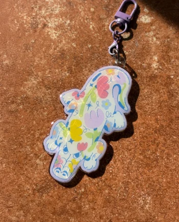 llavero cocodrilo floral acrílico 8.5 cm chim chim