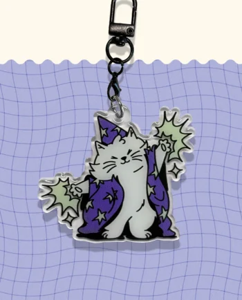 llavero michimago gato mago acrílico de 6 cm