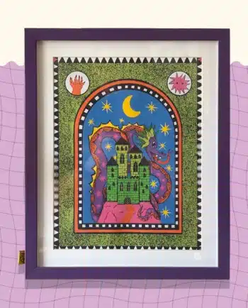 cuadro castillo embrujado ilustración dragón castillo chimchim