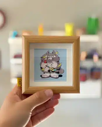 mini cuadro gato filero ilustración enmarcada chimchim